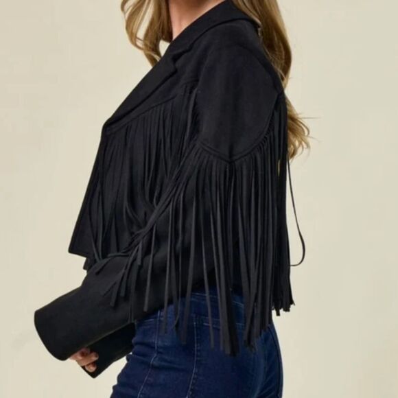 Suede Jacket with Fringe